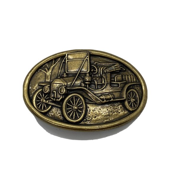 Avon Americana Heavy Metal Model T Ford Car Belt Buckle Vintage Rare Oval - Picture 5 of 6